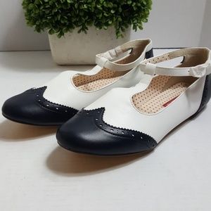 BAIT But Another Innocent Tale Emma Oxford navy flats buckle pin up